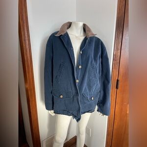 COTTON Men's Navy Jacket with Corduroy Collar